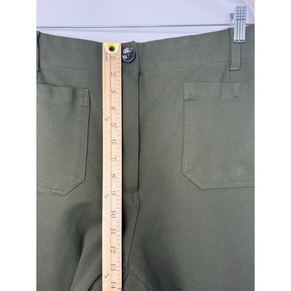 Quince Ultra-Stretch Ponte Cropped Wide-Leg Pants Olive Green Size 16 - Picture 7 of 10